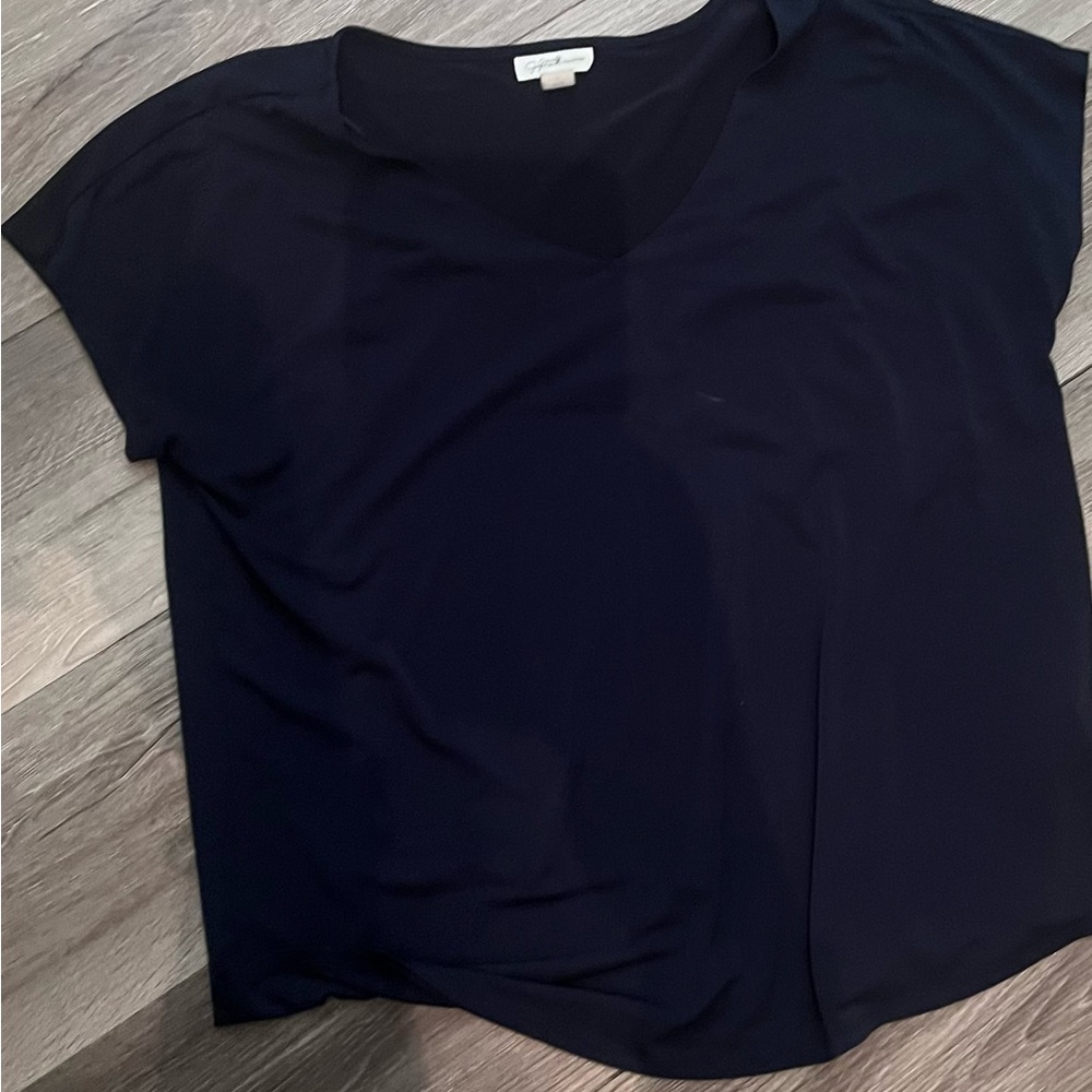 Collection B Dark Blue V-Neck Short Sleeve Tee